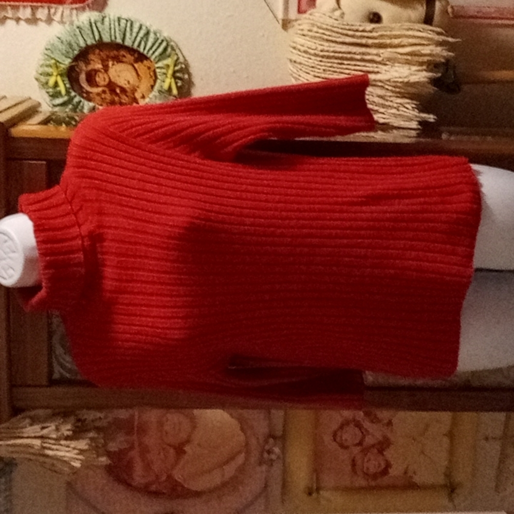 Vintage 80s, The Great American Red, Turtleneck, Sweater with 3/4" Sleeves